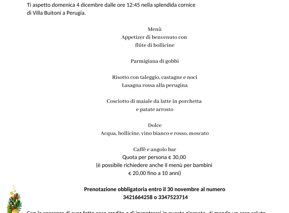 Pranzo degli Auguri di Natale - AIC Umbria